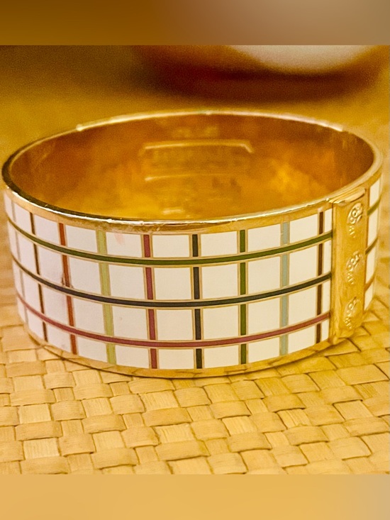 Coach Jewelry - Coach Limited Edition Gold enamel  Tattersall Multicolored Bangle Bracelet.